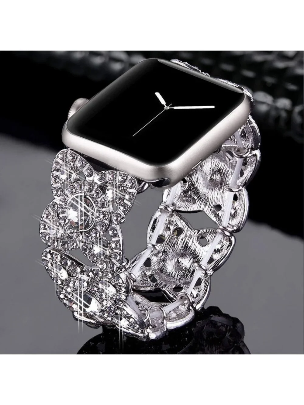 Sparkling Rhinestone Apple Watch Band 38-49mm, Stylish Metal Bracelet for Women